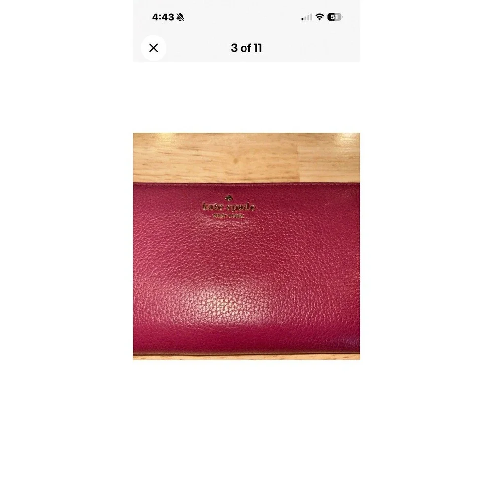 Kate Spade Lena Large Continental Wallet Pebble Leather Cherrywood